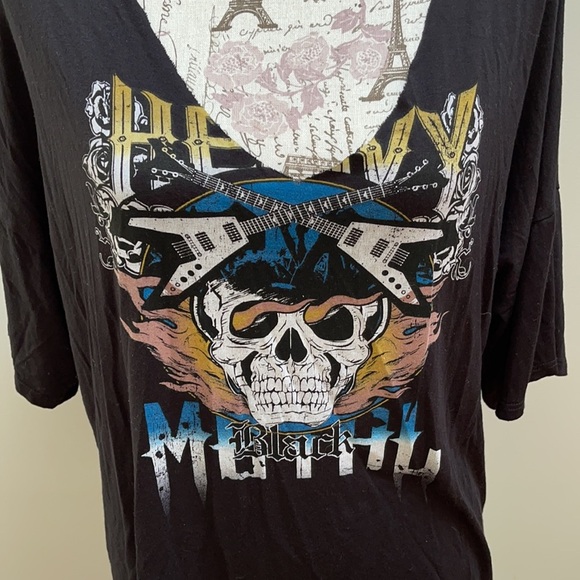 Seductions by Sirens Black Heavy Metal Keyhole Tee M - Picture 2 of 6